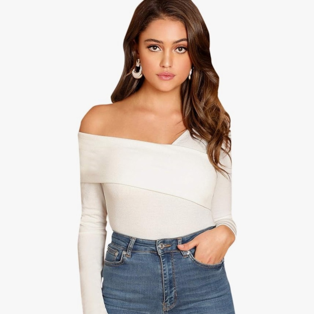 Women's Off Shoulder Ribbed Long Sleeve Knit Top Amazon